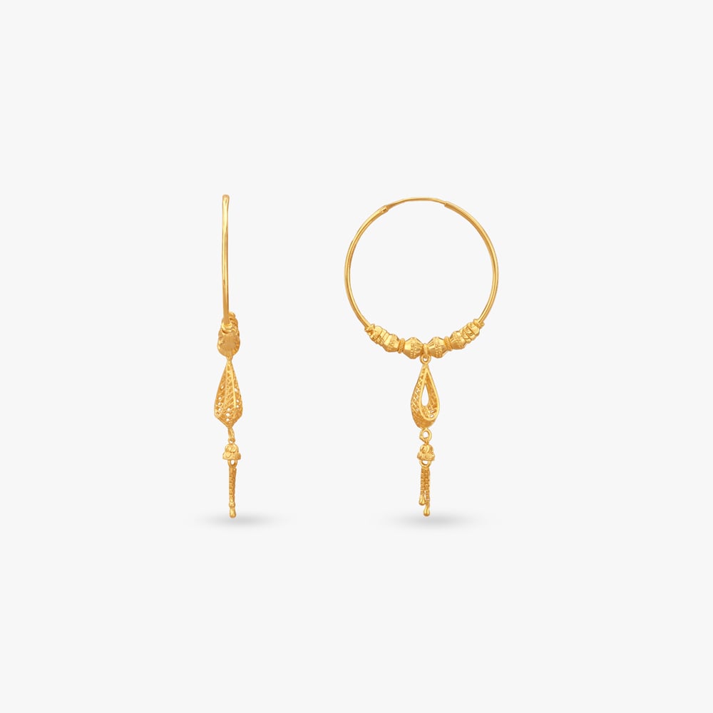 Petal Mesh Gold Hoop Earrings,,hi-res image number null