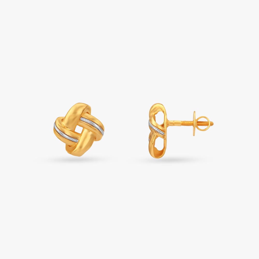 Woven Loop Gold Stud Earrings,,hi-res image number null