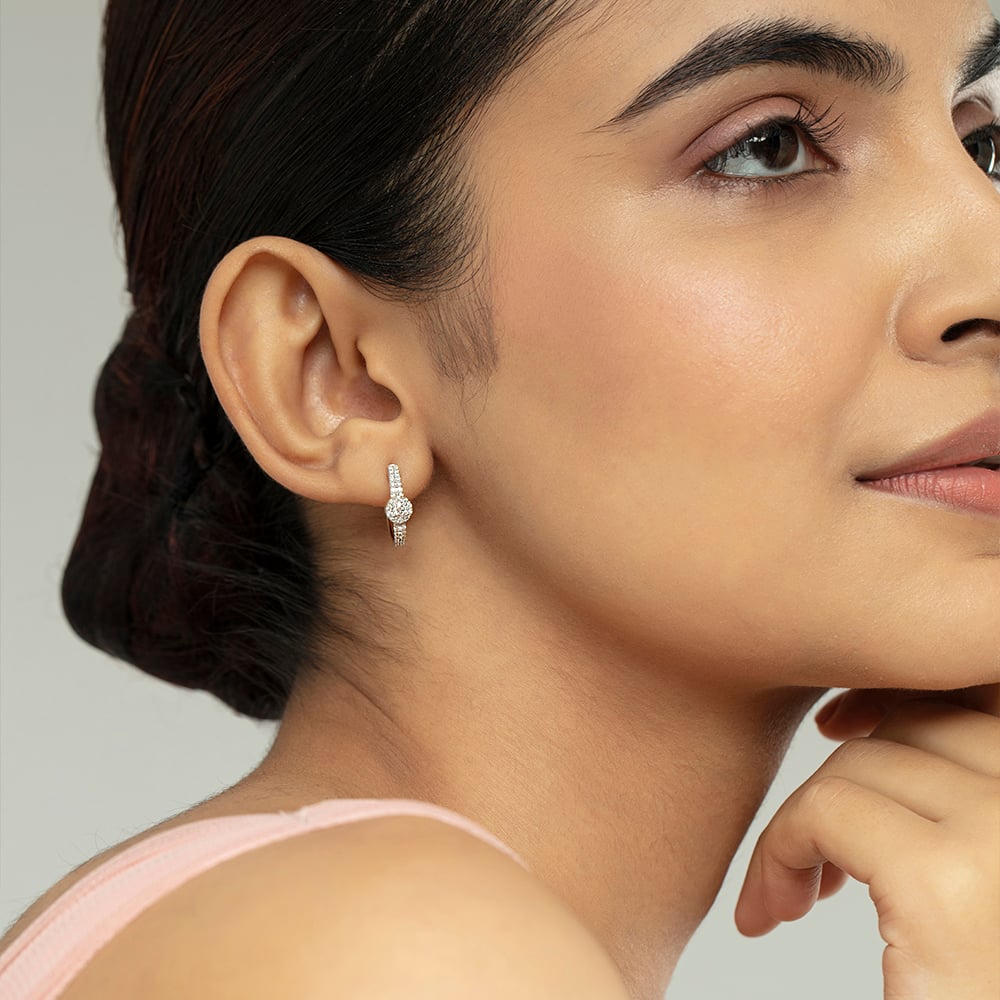 Sparkling Fringe Gold & Diamond Hoop Earrings,,hi-res image number null