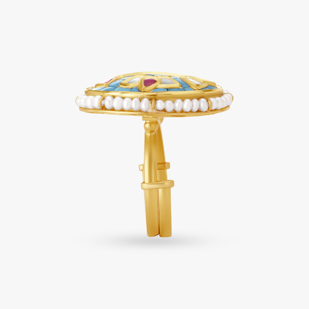 Stunning Mosaic and Kundan Work Finger Ring,,hi-res image number null