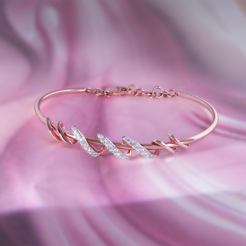 Twisted Blend Diamond & Gold Bangle,,hi-res image number null