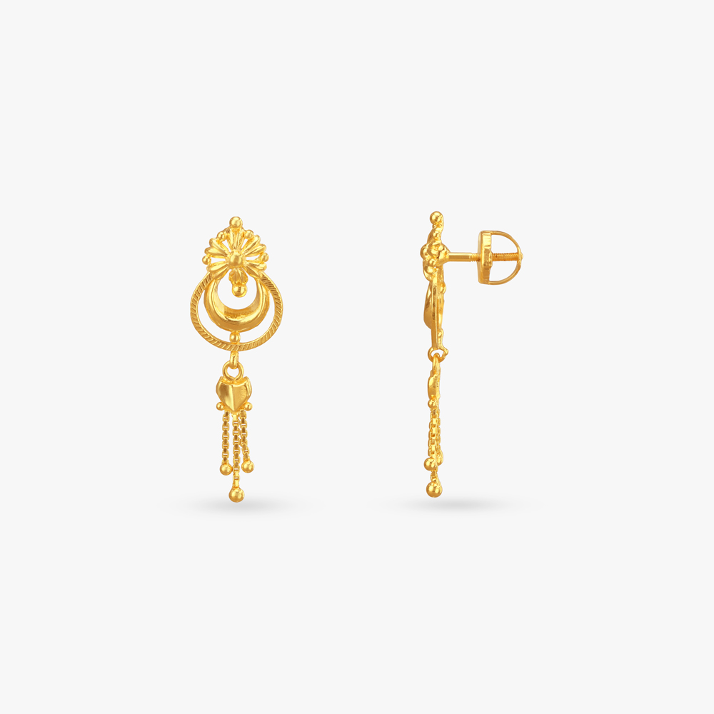 Fan Hoop Gold Drop Earrings,,hi-res image number null