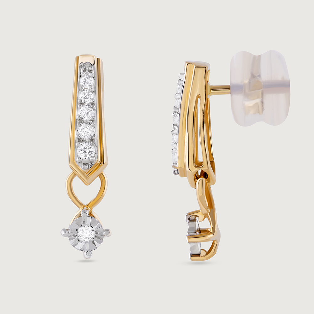 Chic Sparkle Gold & Diamond Drop Earrings,,hi-res image number null