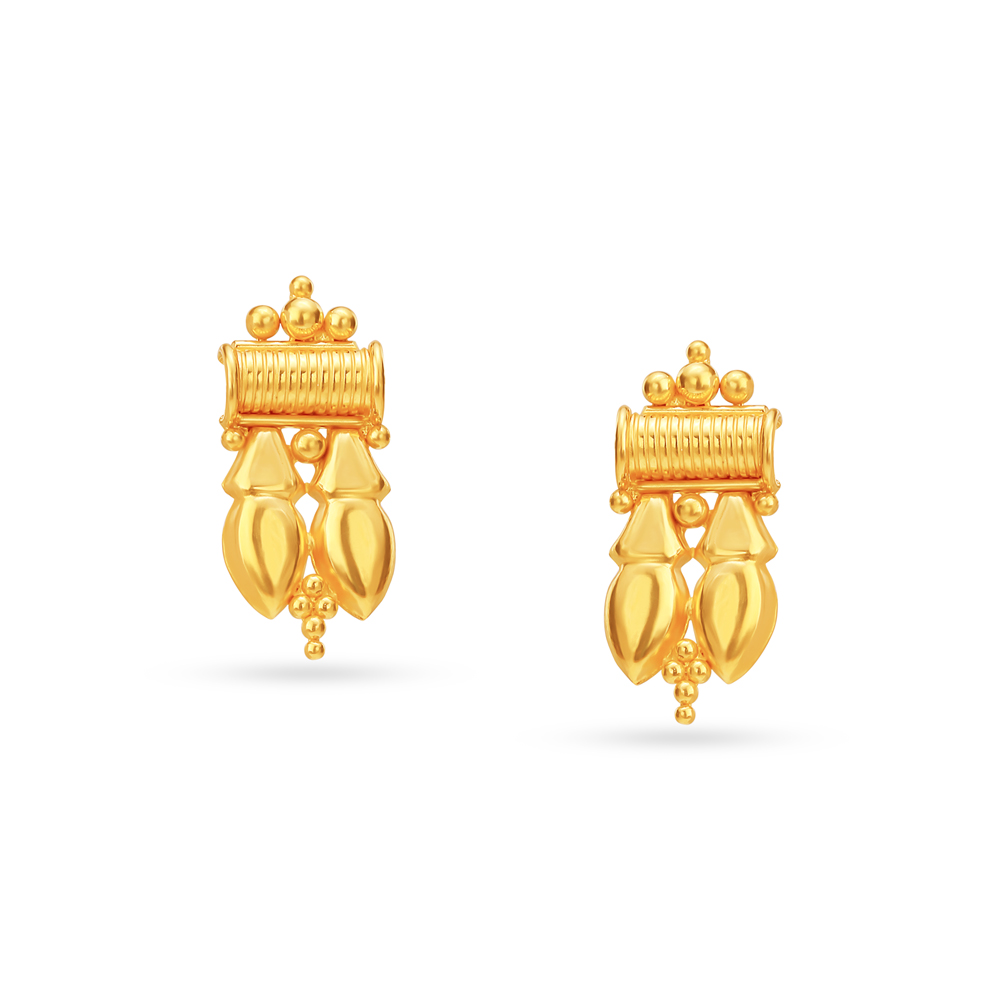 Classical Yellow Gold Beaded Necklace and Earrings Set,,hi-res image number null