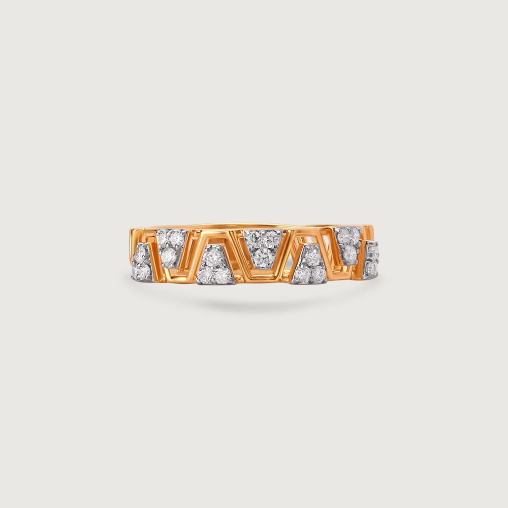 Zigzag Radiance Gold & Diamond Finger Ring,,hi-res image number null
