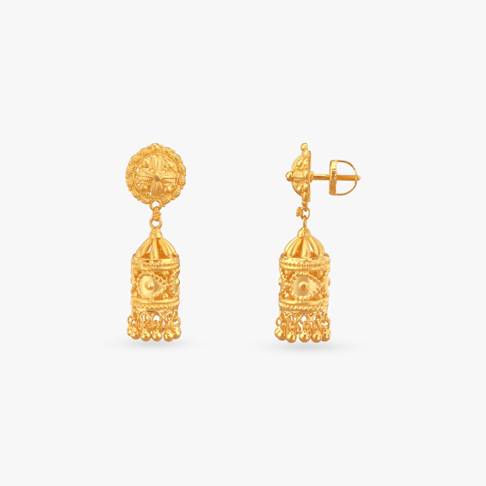 Heritage Dome Gold Jhumka Earrings,,hi-res image number null