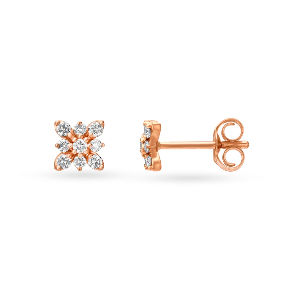 Floral Diamond Stud Earrings,,hi-res image number null