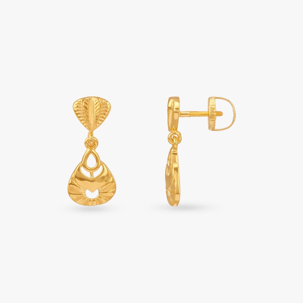 Sunlit Leaf Gold Drop Earrings,,hi-res image number null
