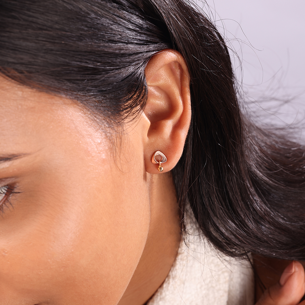 14KT Yellow & Rose Gold Sparkle Glam Stud Earrings,,hi-res image number null
