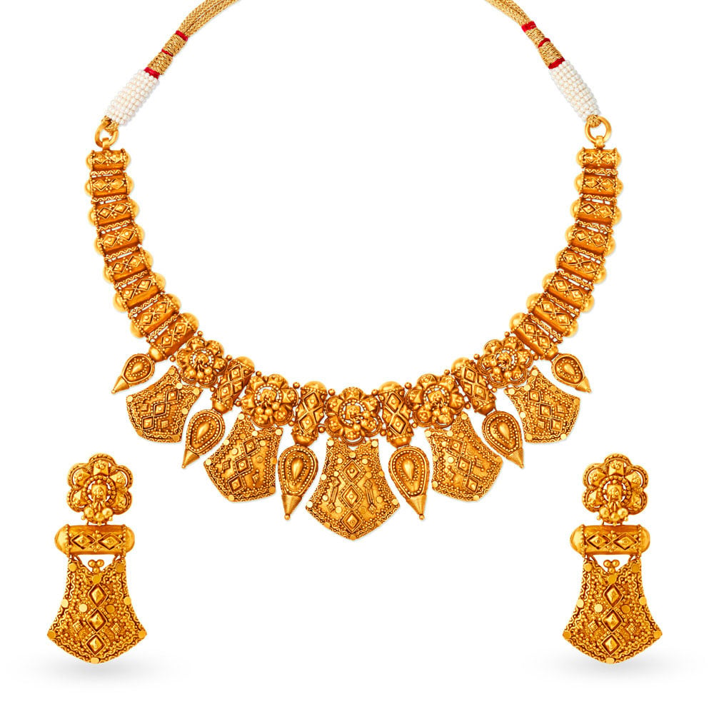 Opulent Antique Gold Necklace Set,,hi-res image number null