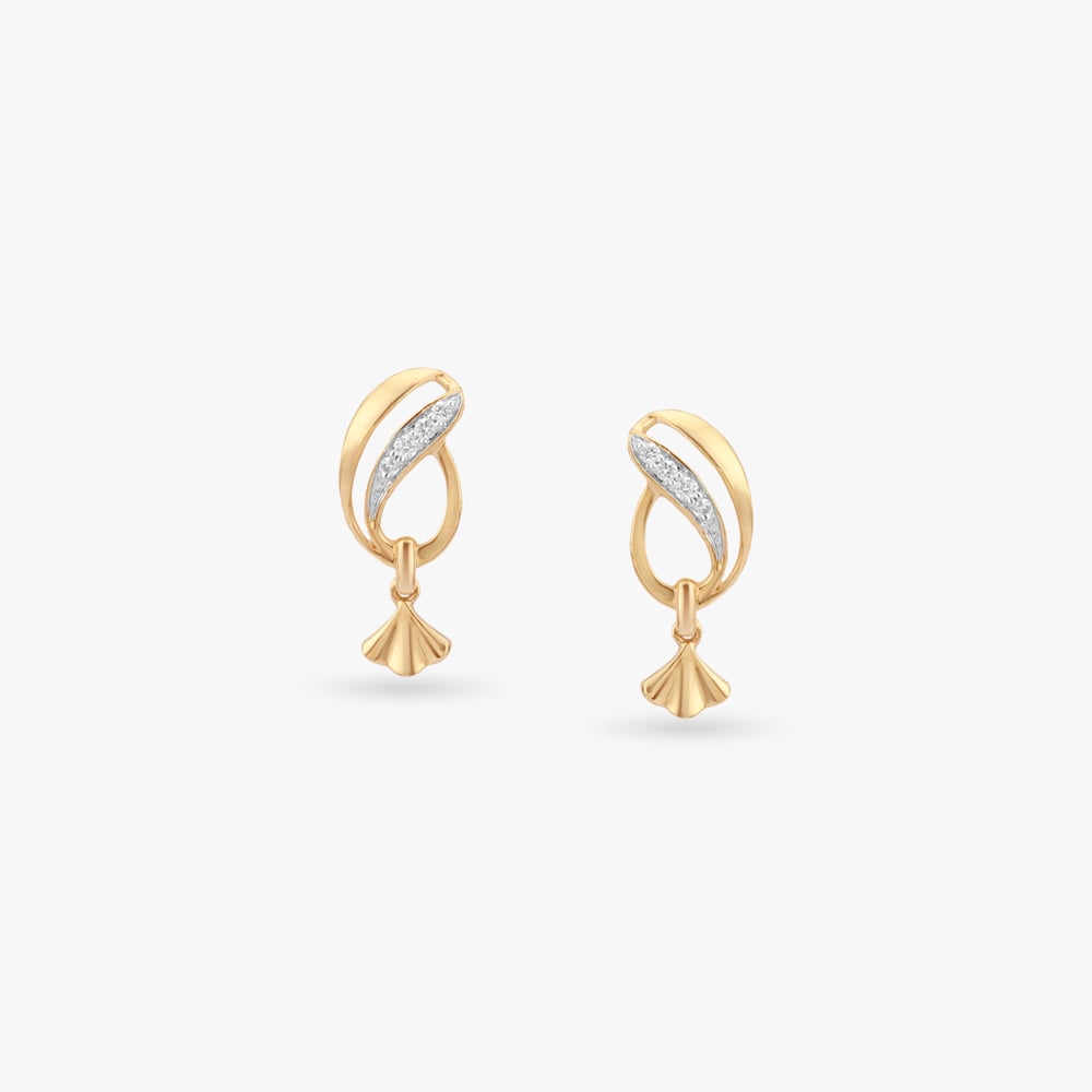 Flowing Leaf Diamond Drop Earrings,,hi-res image number null