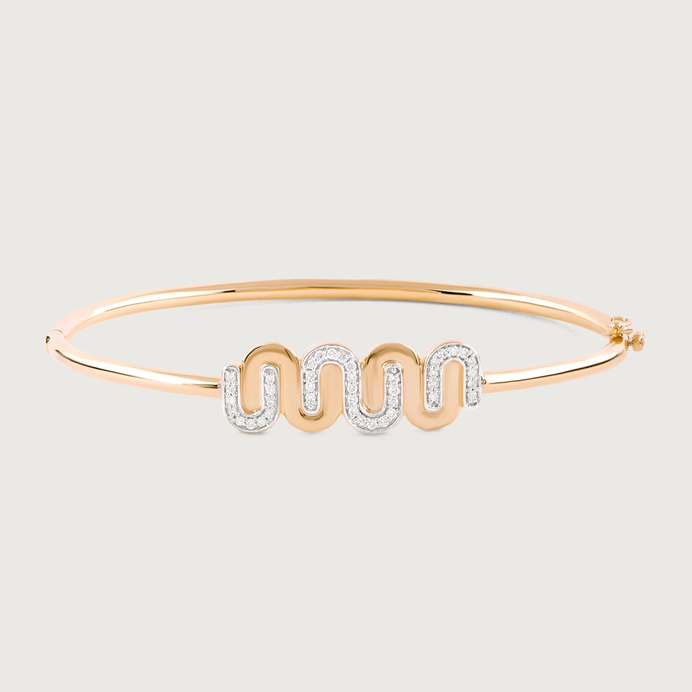 Intertwined Bonds Gold & Diamond Bangle,,hi-res image number null