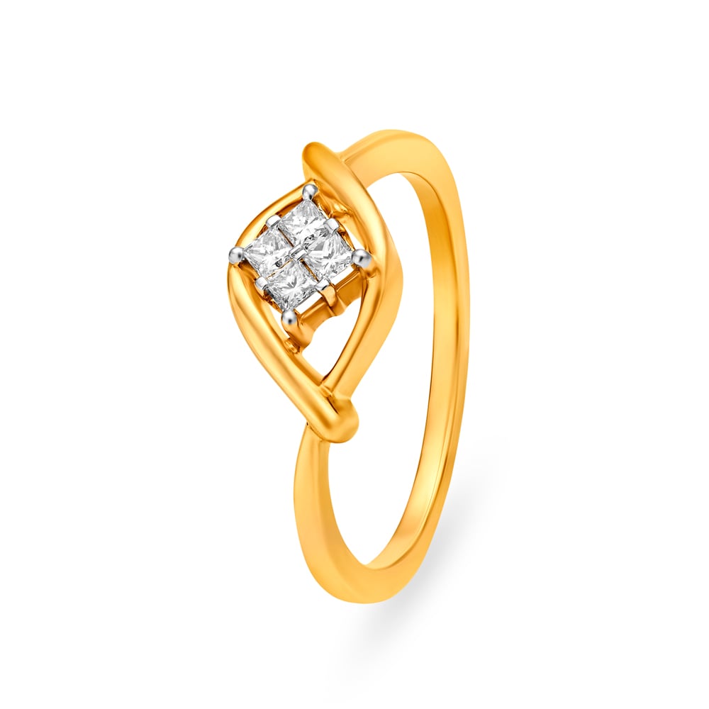 Charming 18 Karat Yellow Gold And Diamond Leaf Ring,,hi-res image number null