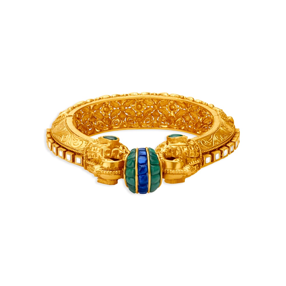 Exquisite Traditional Peacock Bangle with Precious Stones,,hi-res image number null