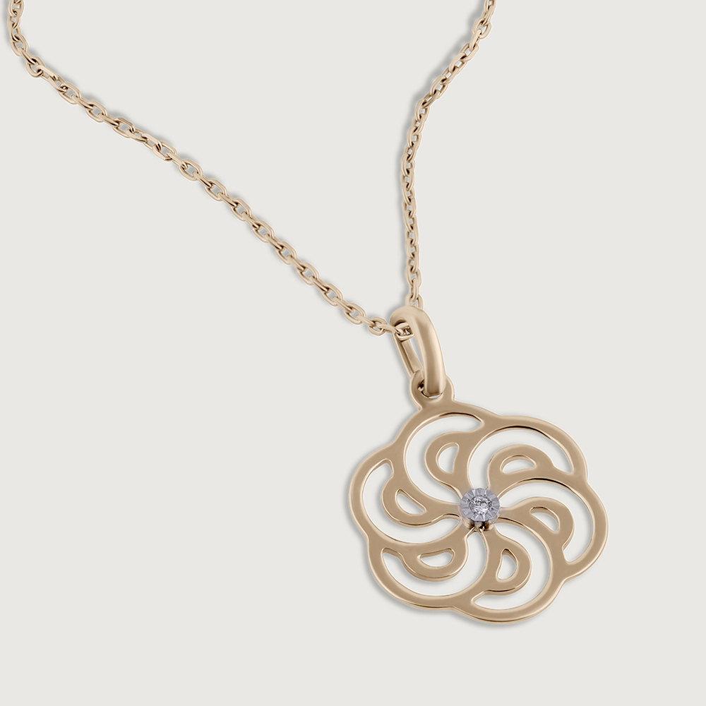 Elegant Floral Gold & Diamond Pendant,,hi-res image number null