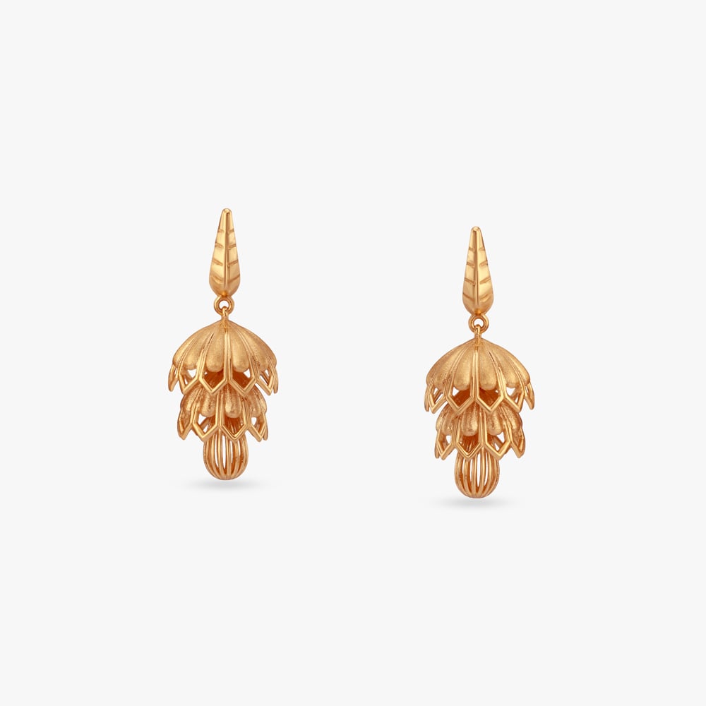

Bloom Cascade Gold Jhumka Earrings