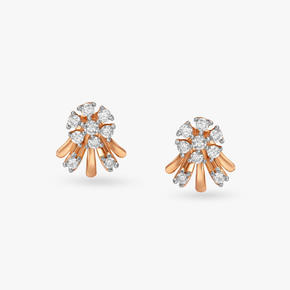Blooming Elegance Diamond Floral Stud Earrings,,hi-res image number null