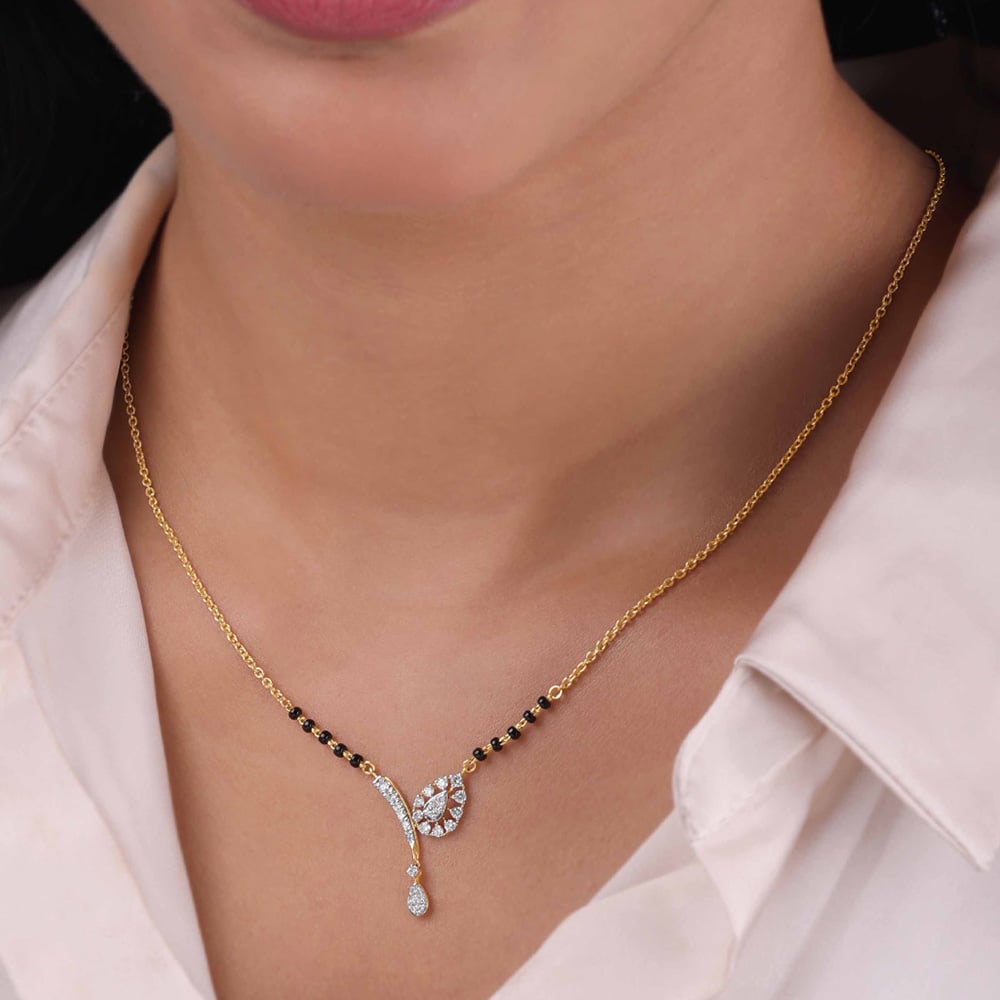 Fluid Asymmetric Diamond Mangalsutra,,hi-res image number null