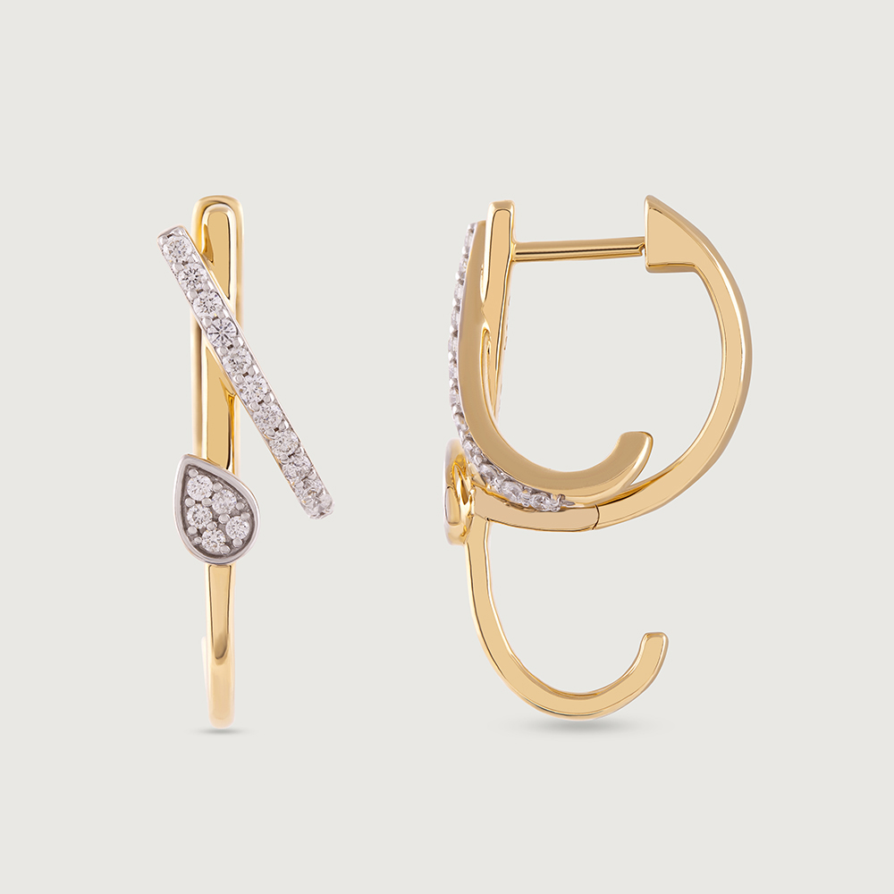 Radiant Spark Gold & Diamond Hoop Earrings,,hi-res image number null