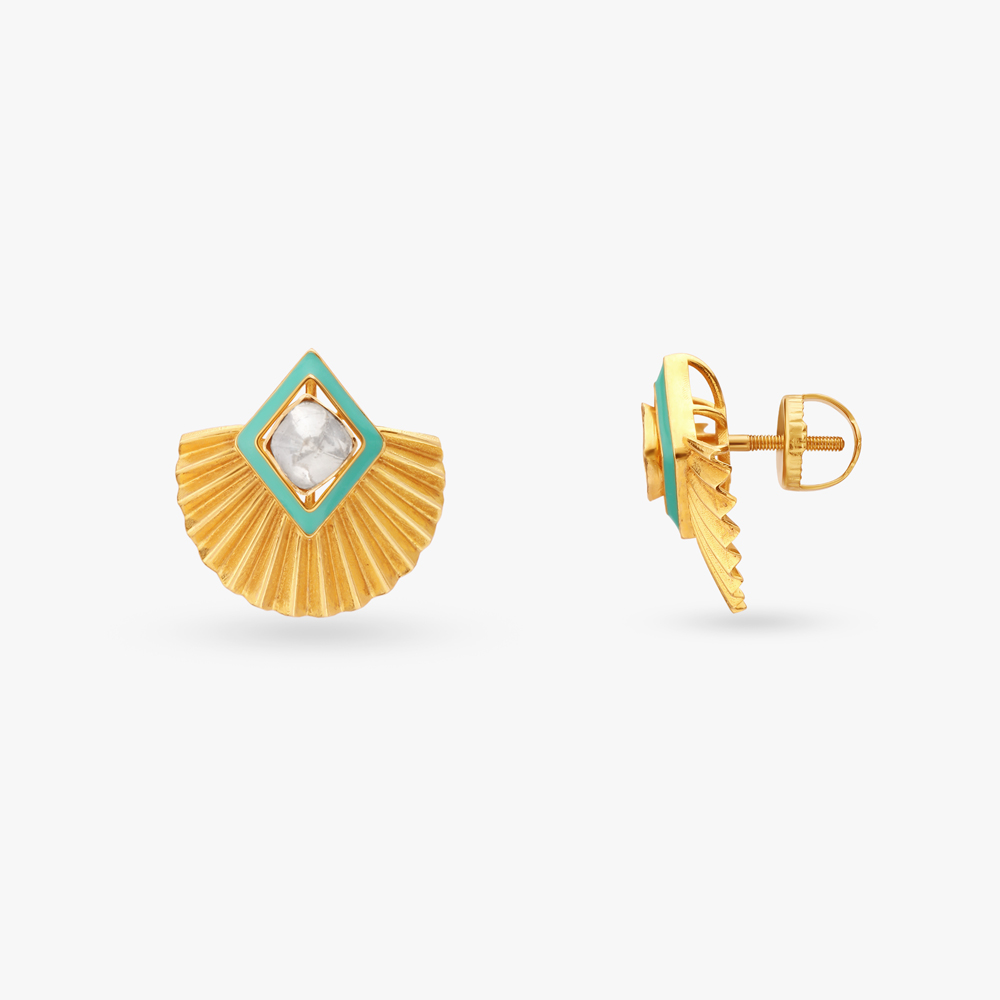 Japanese Fan Stud Earrings,,hi-res image number null