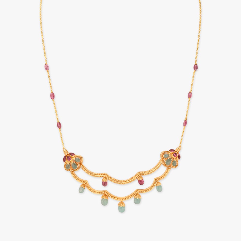 Floral Drape Gold Necklace Set,,hi-res image number null