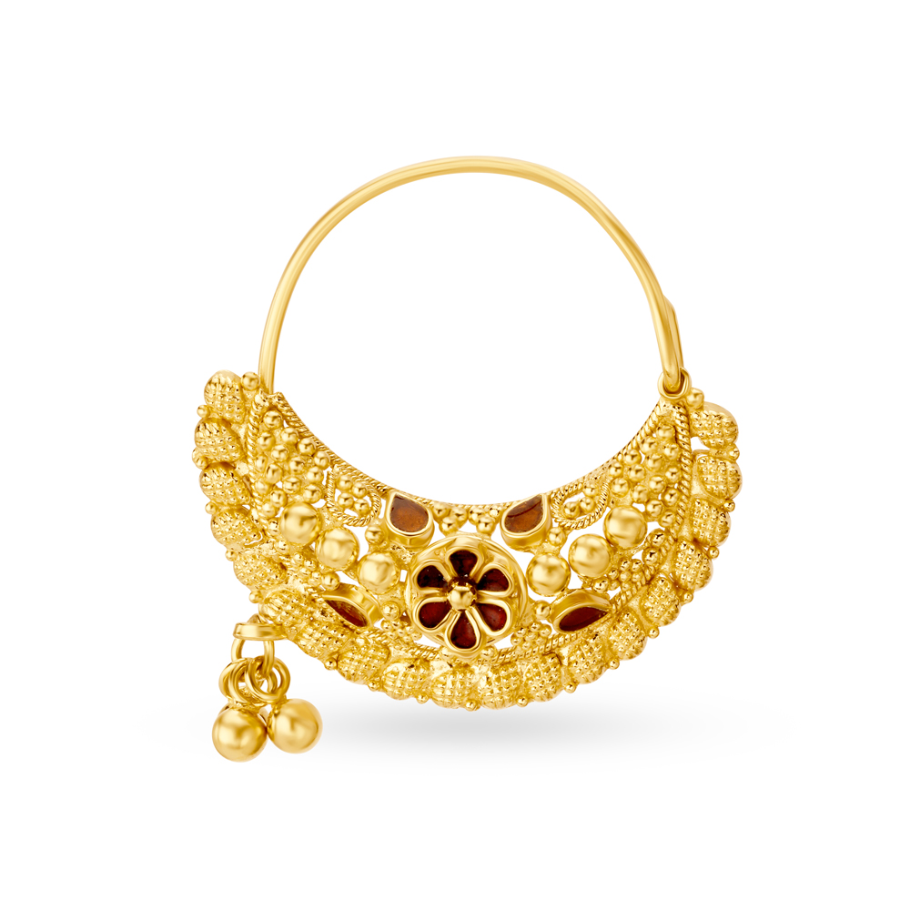 Regal Gold Nath for the Bengali Bride