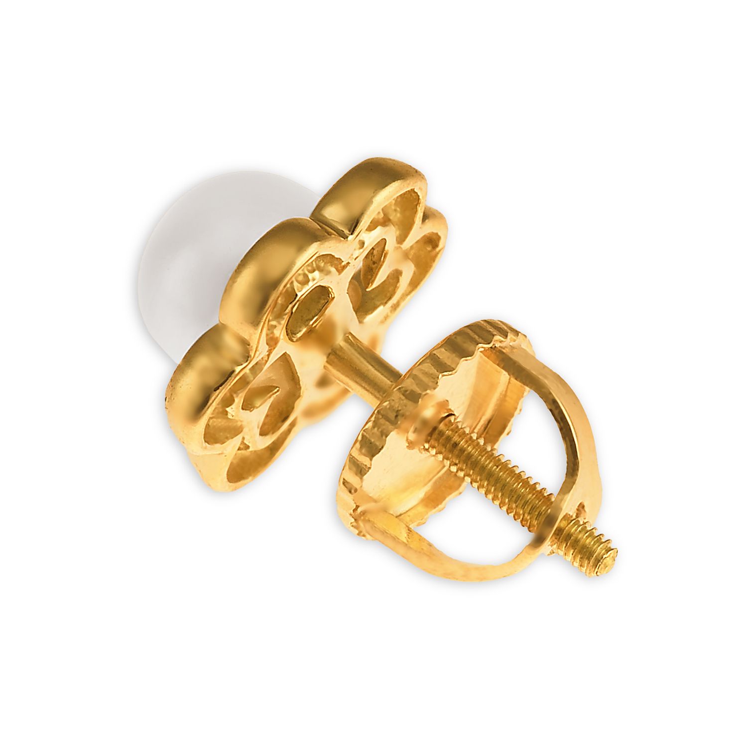 Pearl Centred Floral Stud Earrings,,hi-res image number null