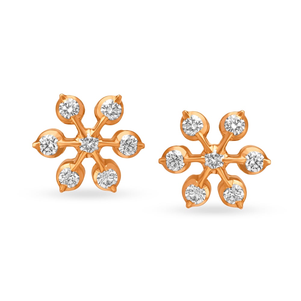 

Enchanting 22 Karat Yellow Gold And Diamond Snowflake Studs