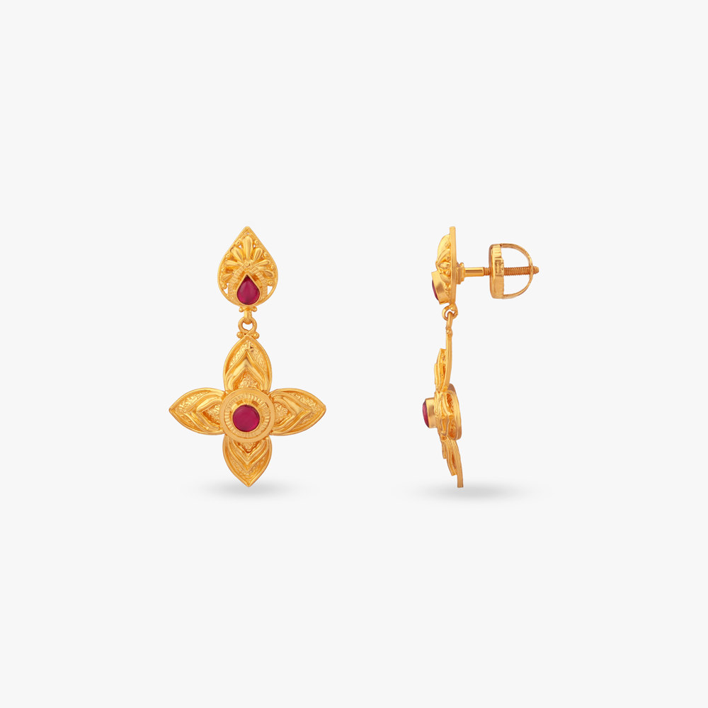 Radiant Blossom Gold Drop Earrings,,hi-res image number null