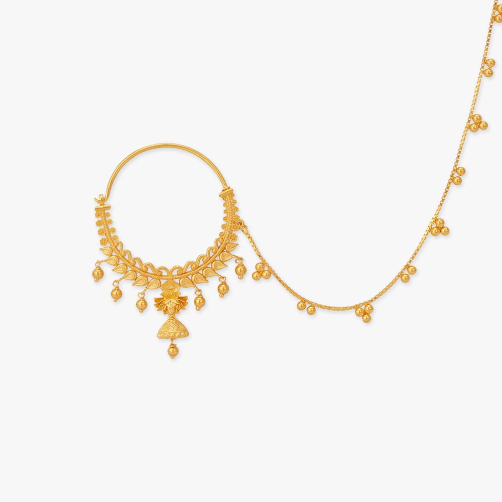 Radial Blossom Gold Nose Pin,,hi-res image number null