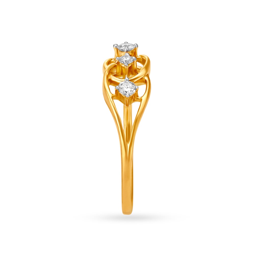 Unique Three Stone Diamond Finger Ring,,hi-res image number null