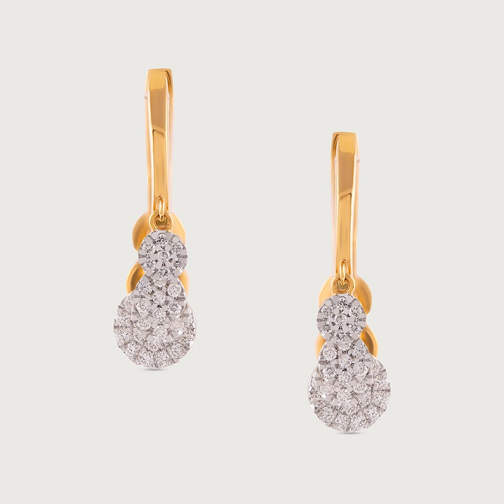 Dangle Charm Gold & Diamond Hoop Earrings,,hi-res image number null