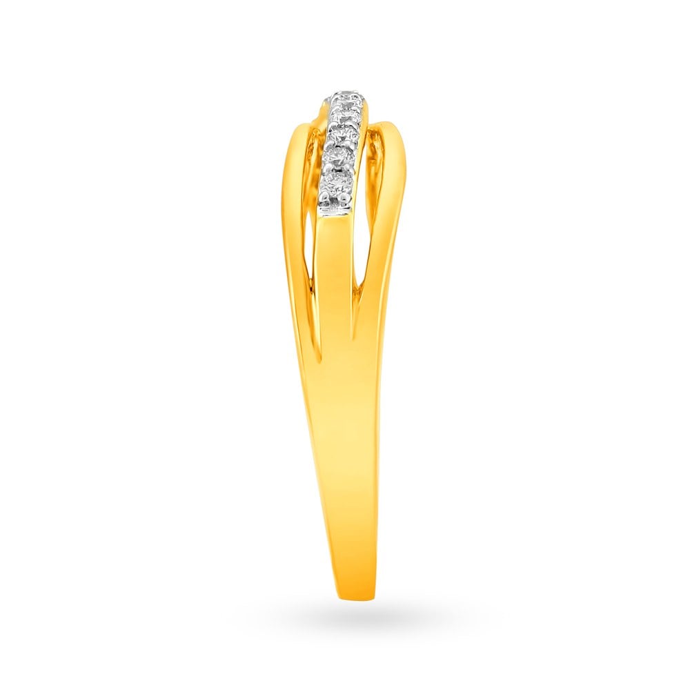 Gleaming Asymmetric Eternity Diamond Ring in Yellow and Rose Gold,,hi-res image number null