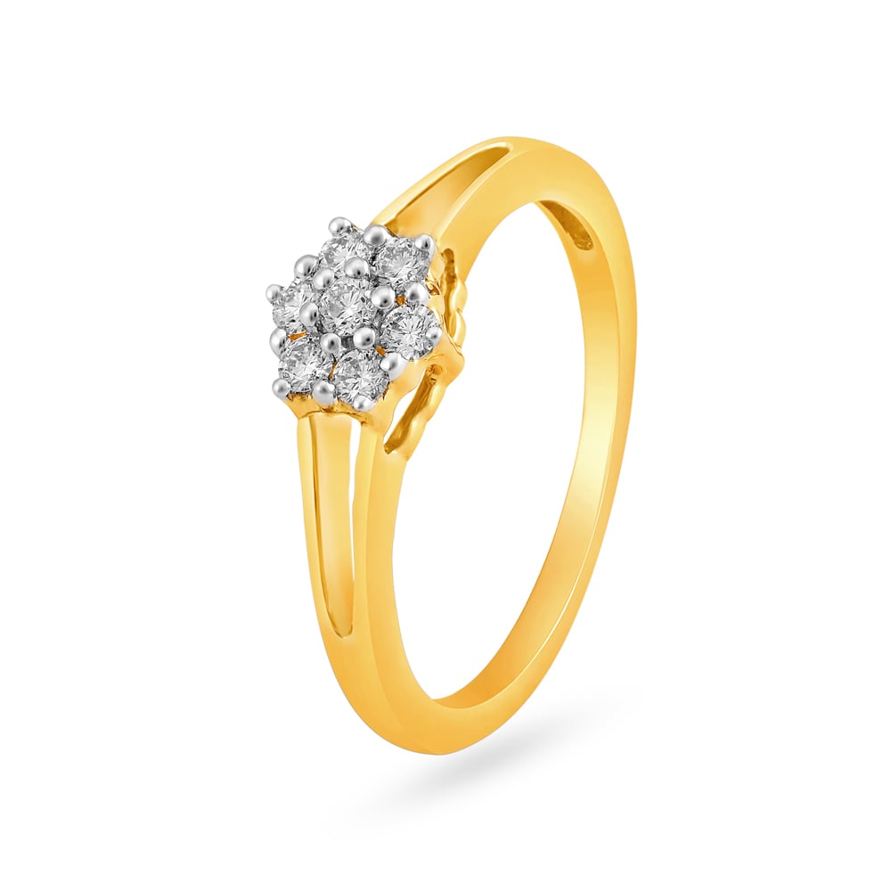 Tanishq 18KT Yellow Gold Diamond Floral Finger Ring at Rs 18785 in Jaipur-demhanvico.com.vn