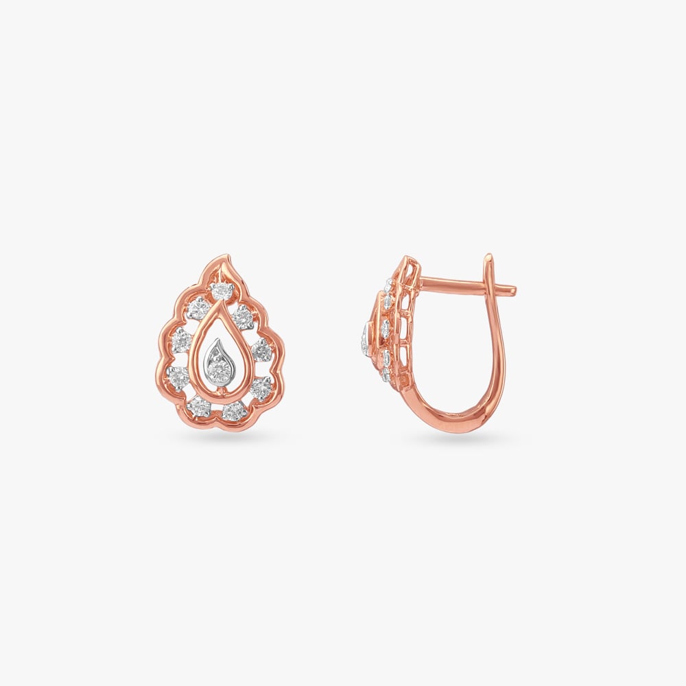 Scallop Shine Diamond Hoop Earrings,,hi-res image number null