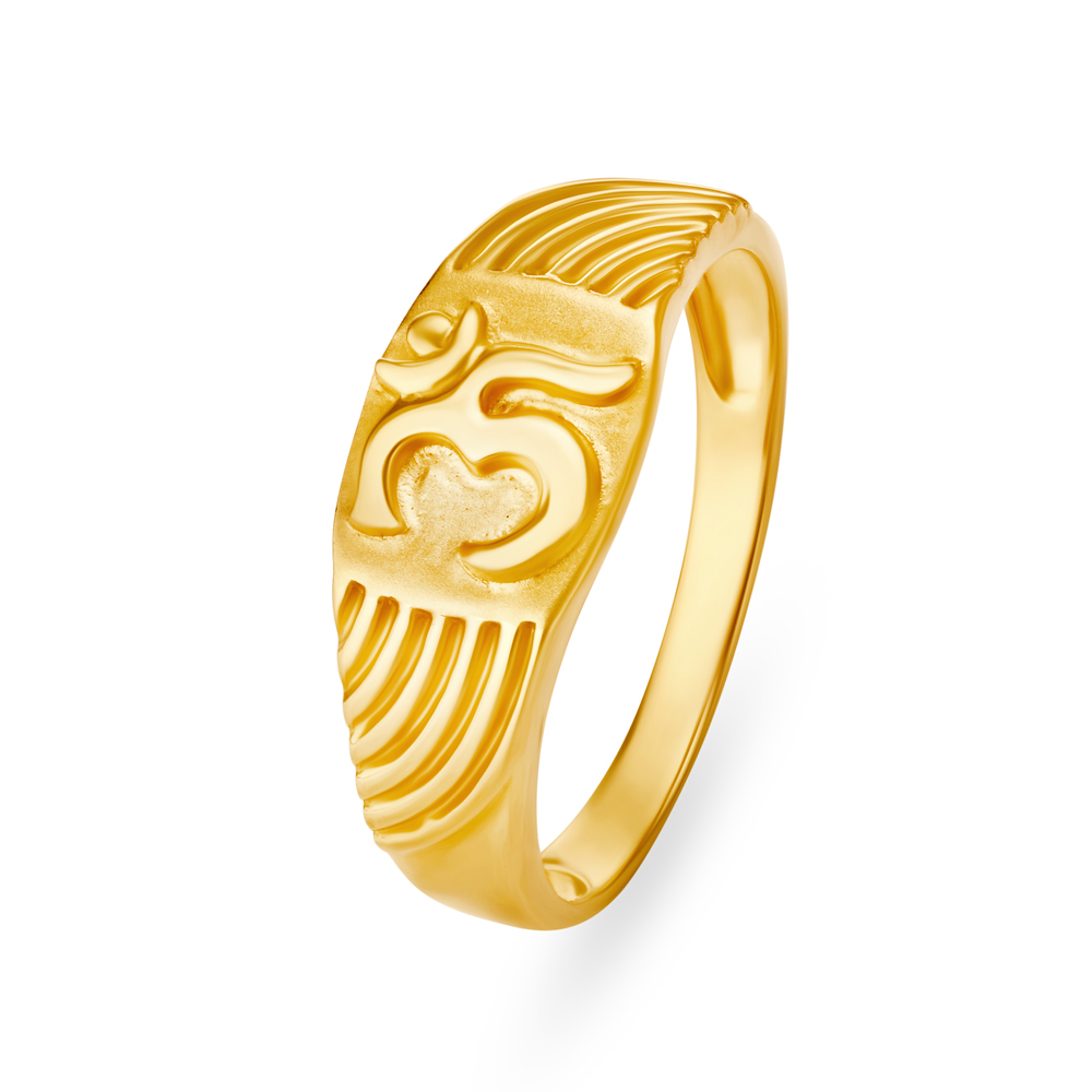 Heavenly 22 Karat Yellow Gold Engraved Om Finger Ring