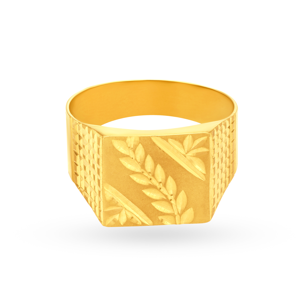 Square Leaf Gold Ring for Men,,hi-res image number null
