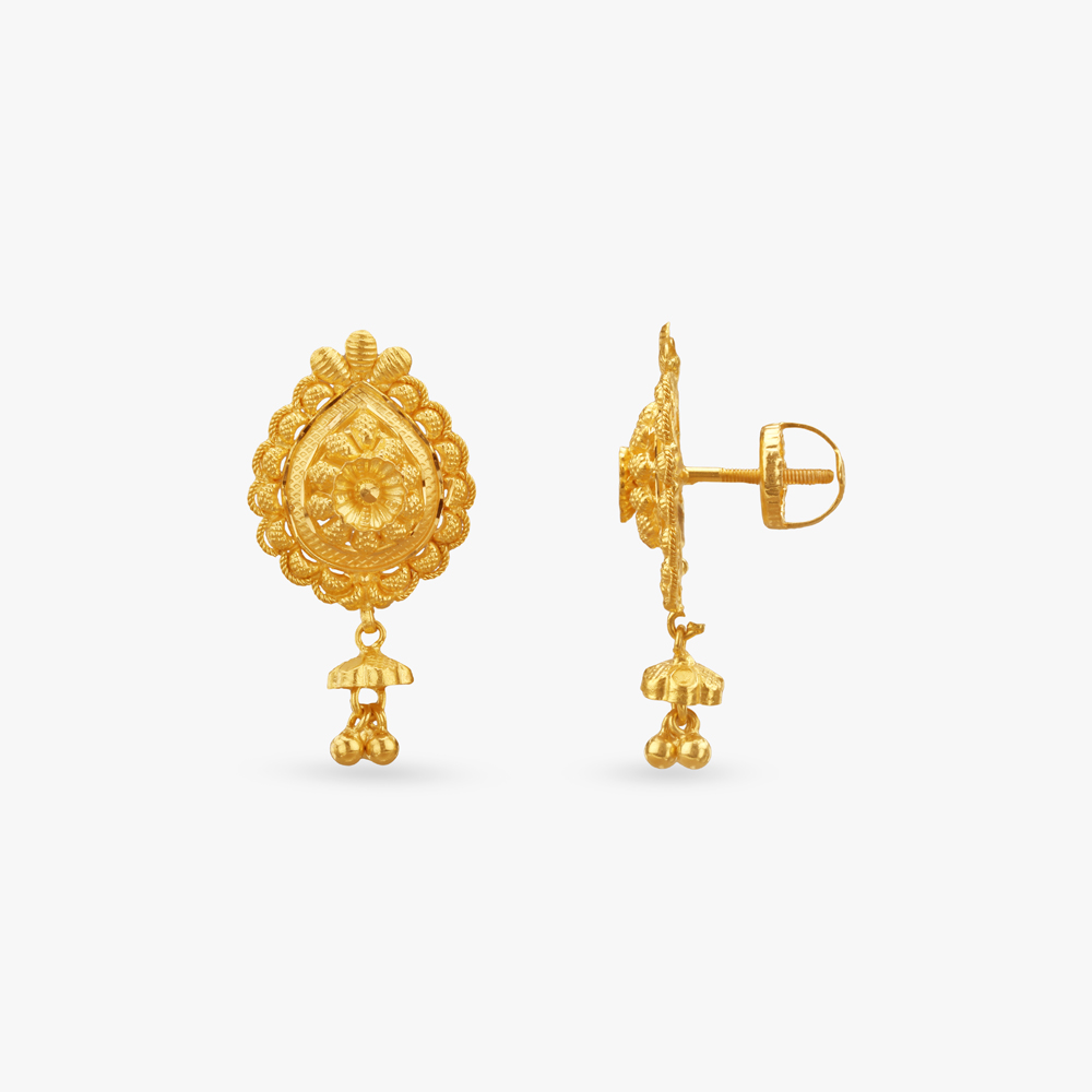 

Ethnic Floral Gold Drop Earrings