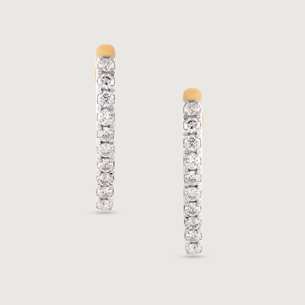 Sleek Edgy Gold & Diamond Hoop Earrings,,hi-res image number null