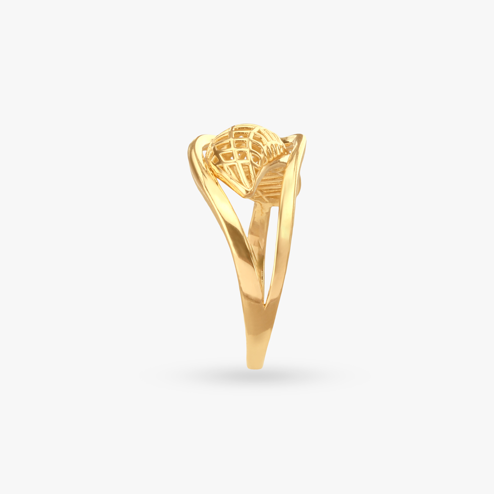 Sculpted Leaf Gold Finger Ring,,hi-res image number null