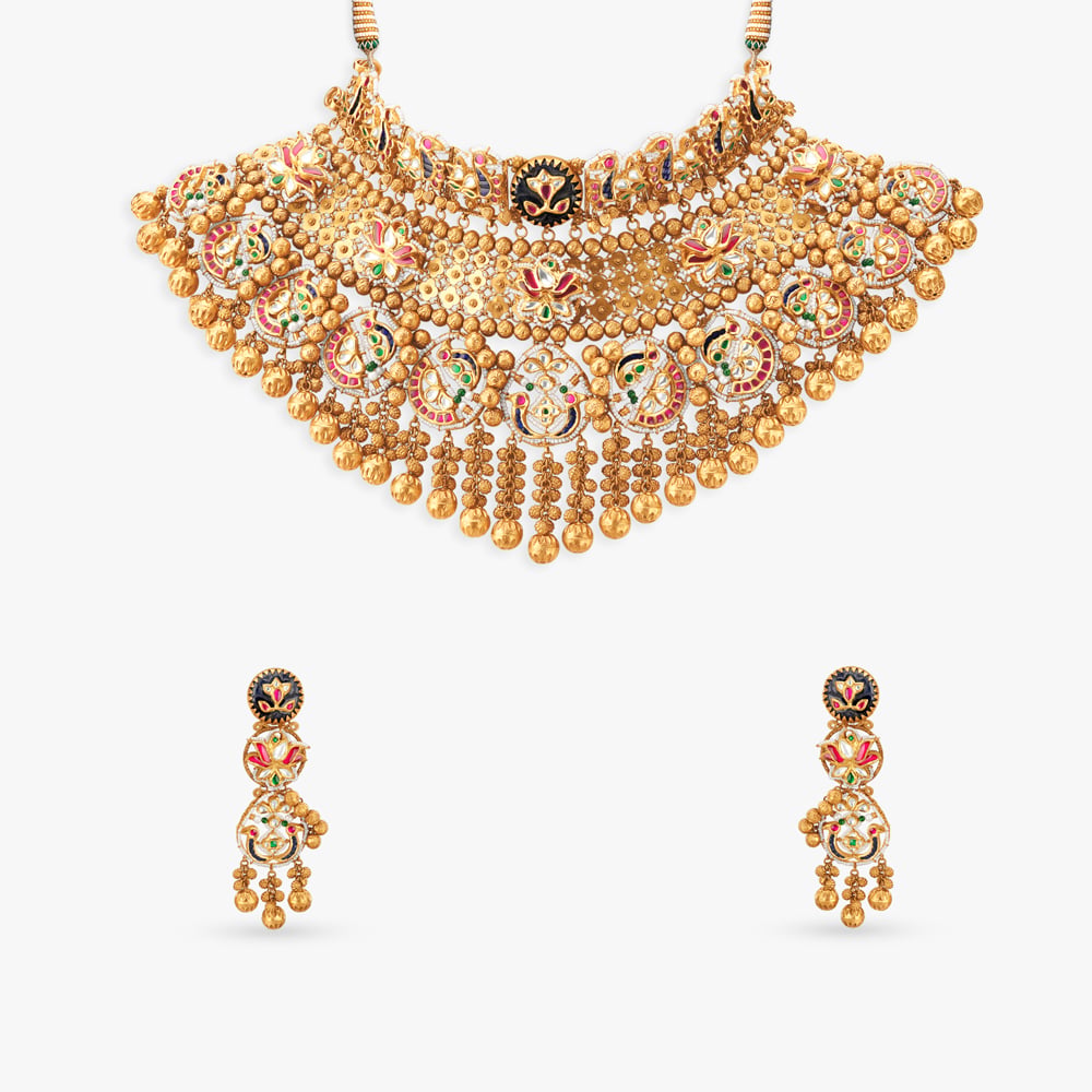 Sculpted Cascade Gold Necklace set,,hi-res image number null