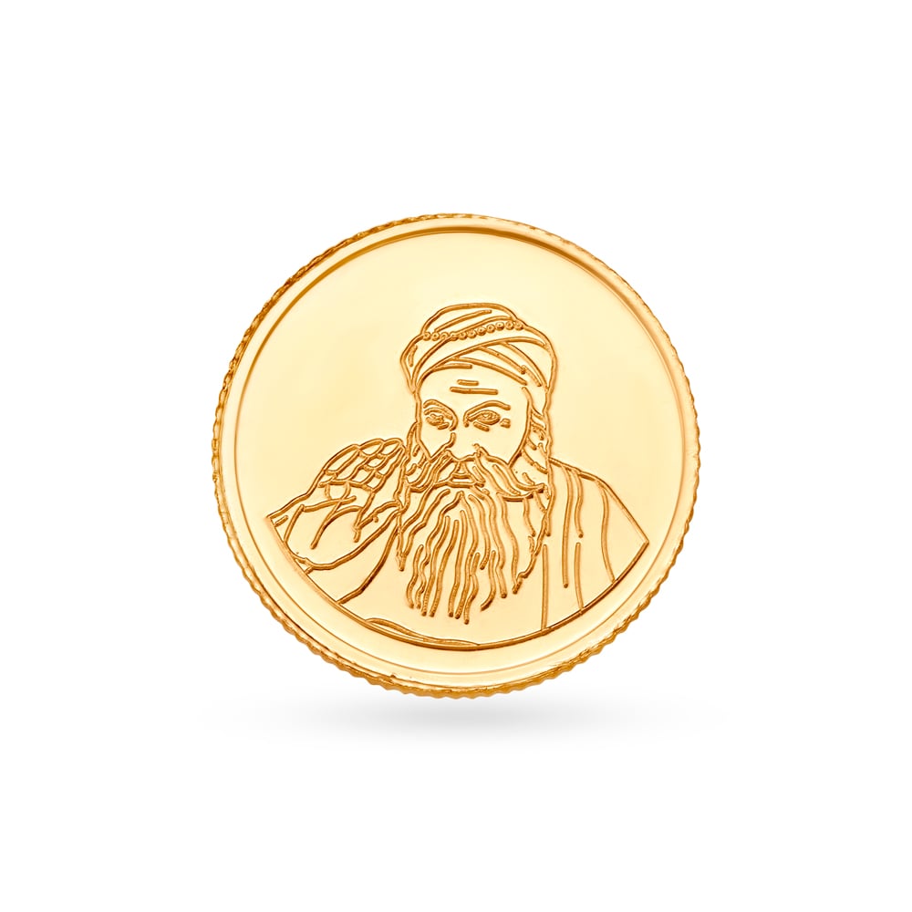 

8 gram 22 Karat Gold Coin with Guru Nanak Design