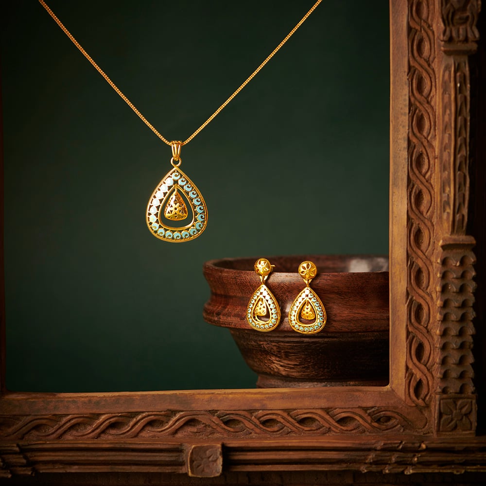 Charming Enamel Pendant and Earrings Set,,hi-res image number null