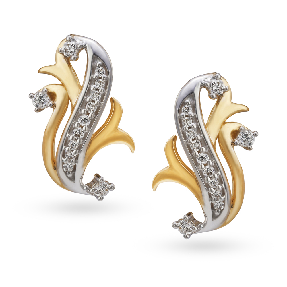 Fancy Contemporary Diamond Stud Earrings With Heart And Petal Motif,,hi-res image number null