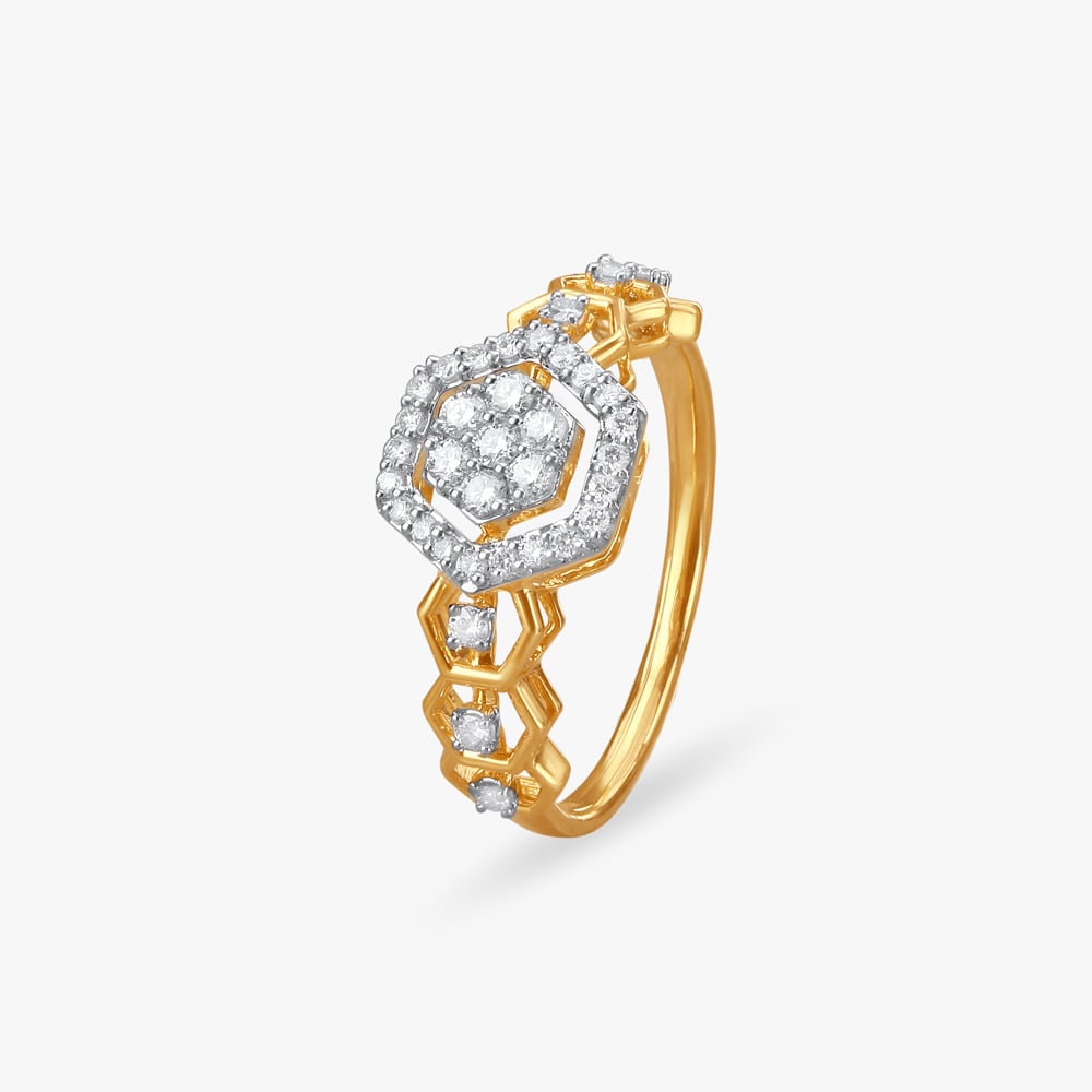 Bold Geometric Diamond Finger Ring,,hi-res image number null