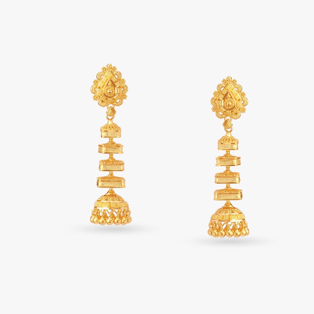 

Multi Layered Gold Jhumka Earrings