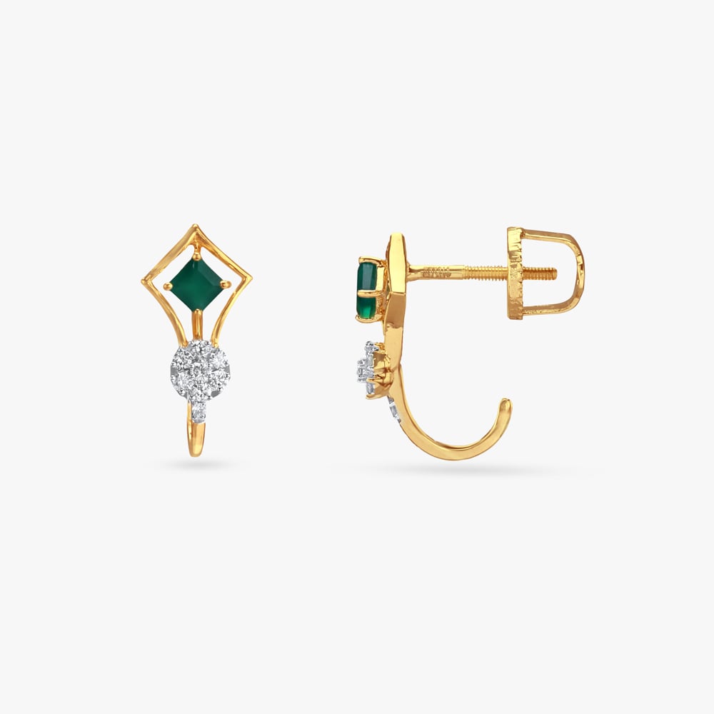 Arc Frame Diamond Stud Earrings,,hi-res image number null