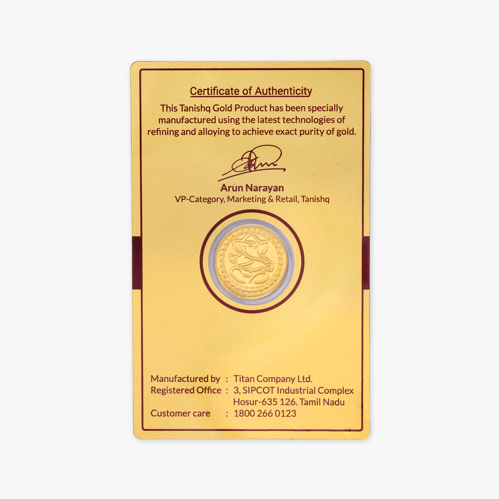 2 gram 24 Karat Gold Coin with Ganesha Motif,,hi-res image number null