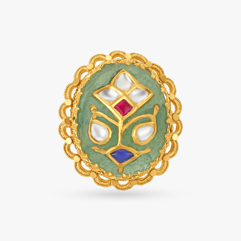 Mesmerizing Chandak and Kundan Inlay Work Finger Ring,,hi-res image number null