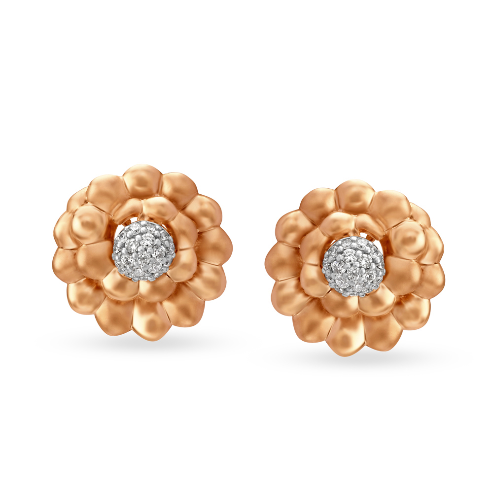 Enchanting Floral Diamond Stud Earrings